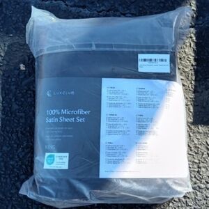 LuxClub Black Satin Sheet Set